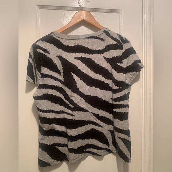 Michael Kors Black and Grey Zebra Studded Logo Short Sleeve T Shirt XL - Picture 5 of 14
